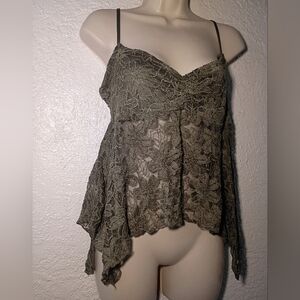 Faded Rose Olive Lace Babydoll Top
